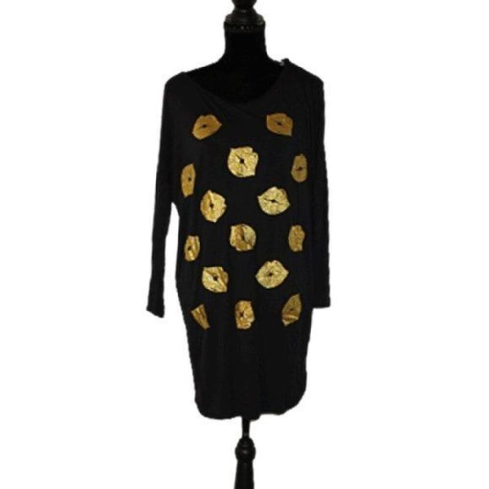 Red Lolly Gold Kiss Shirt Dress Size Small